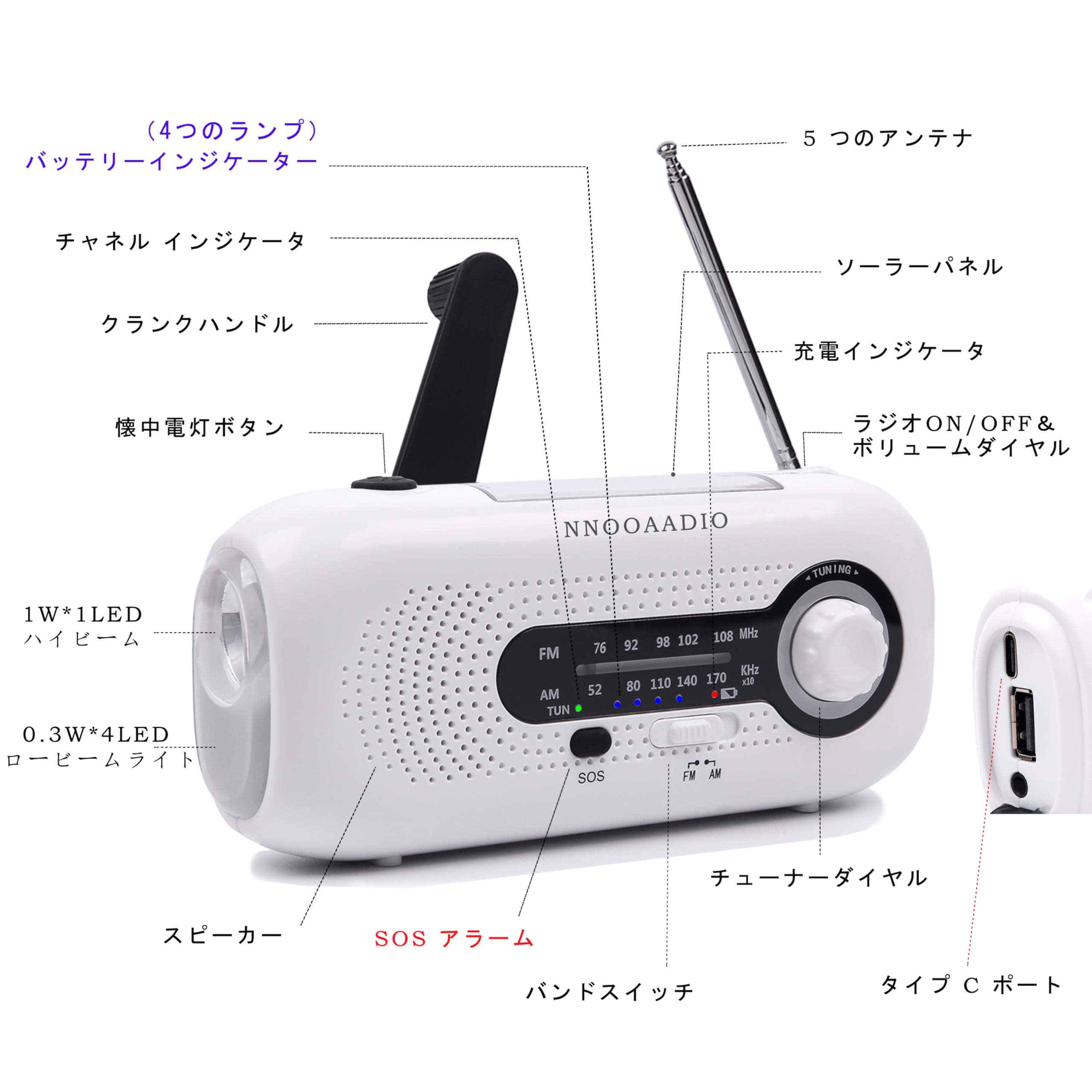 短波ラジオ - 防災特化、FM/AM、バッテリー超長持ち、懐中電灯付き 短波ラジオ - 防災特化、FM/AM、バッテリー超長持ち、懐中電灯付き